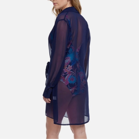 Women's Gottex Tutti Frutti Navy Blue Swim Coverup Size Medium - Picture 2 of 8